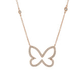 Rose Gold Colour Butterfly Shape 925 Sterling Silver CZ Necklace